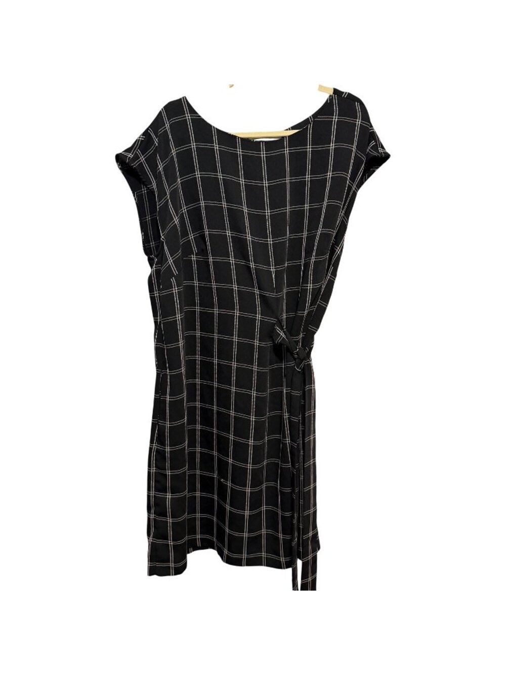 Loft Plus Black & White Plaid Tie-Waist Dress Size 18